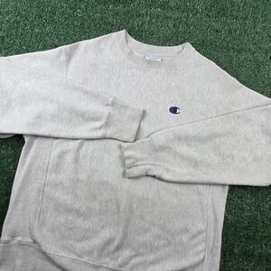 Champion Reverse Weave Sweatshirt Mens Medium Gray Crewneck Pullover Logo